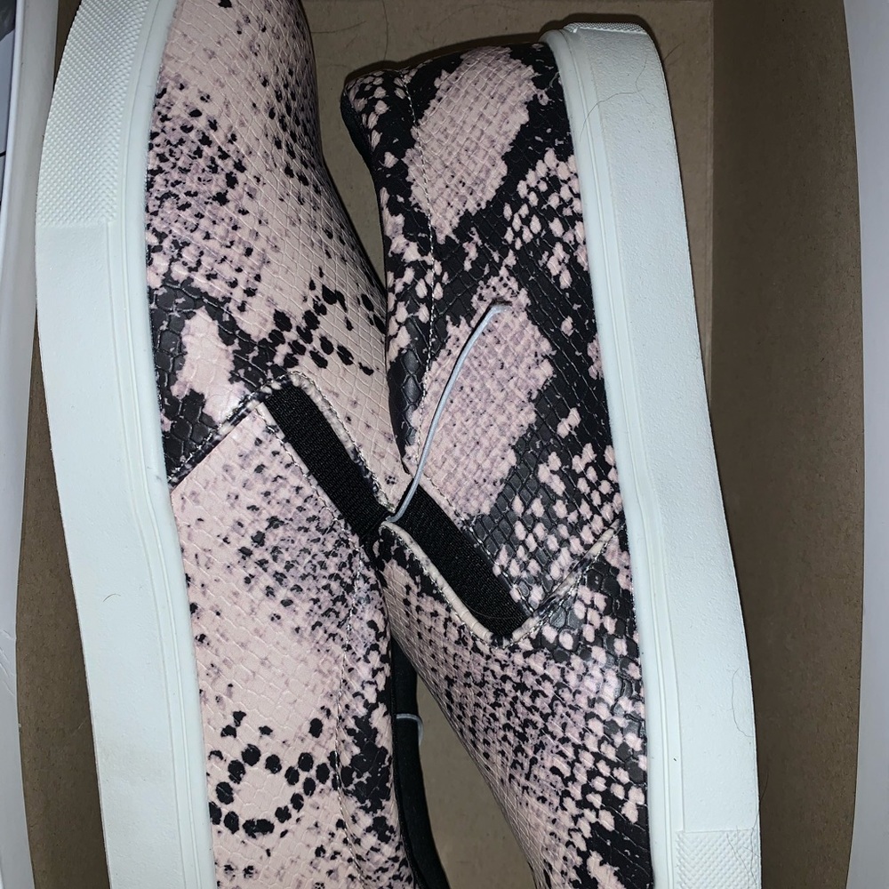 Snake skin slip on shoes